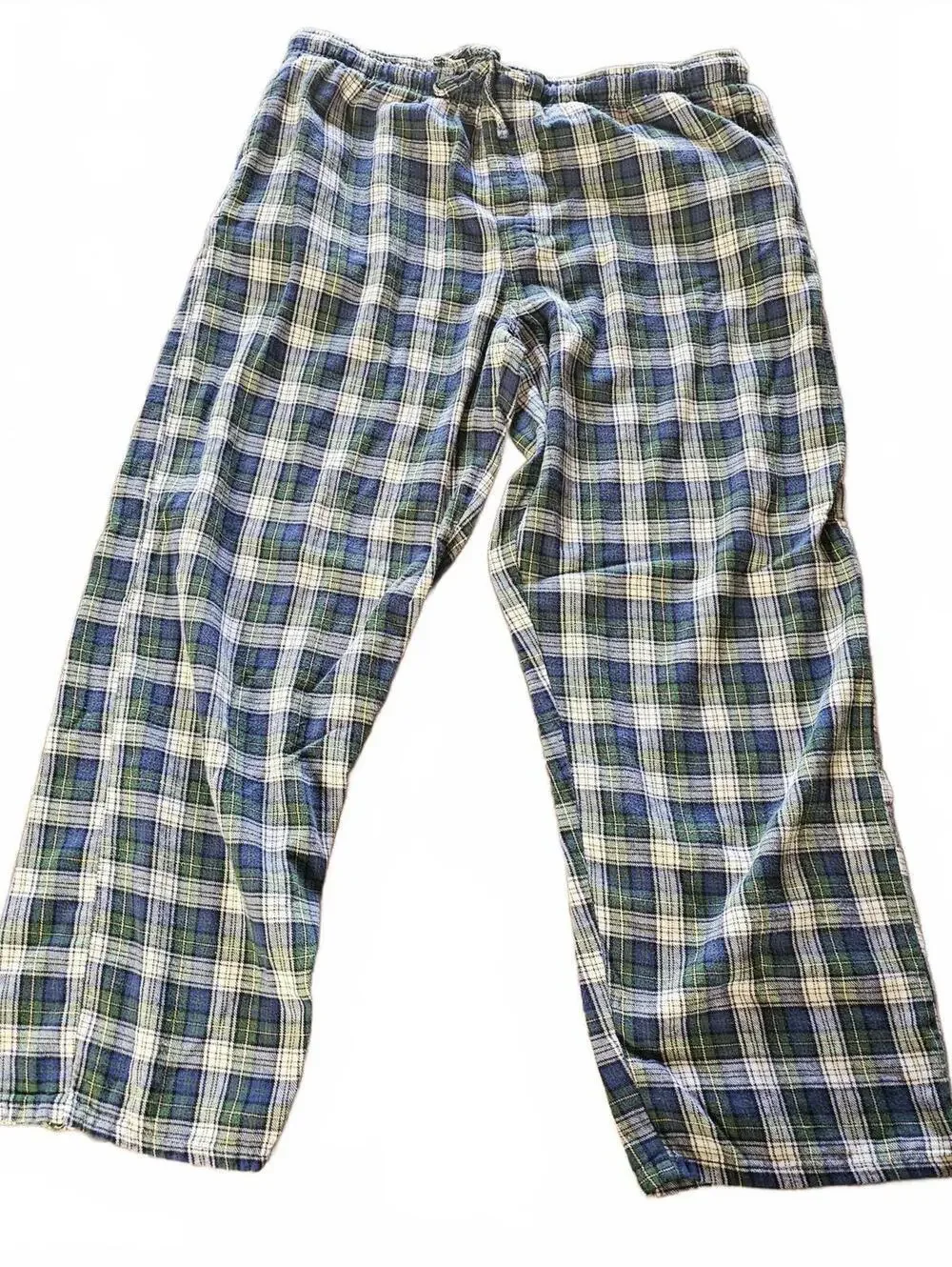 Blue Green Plaid Cotton Lounge Pants Size M